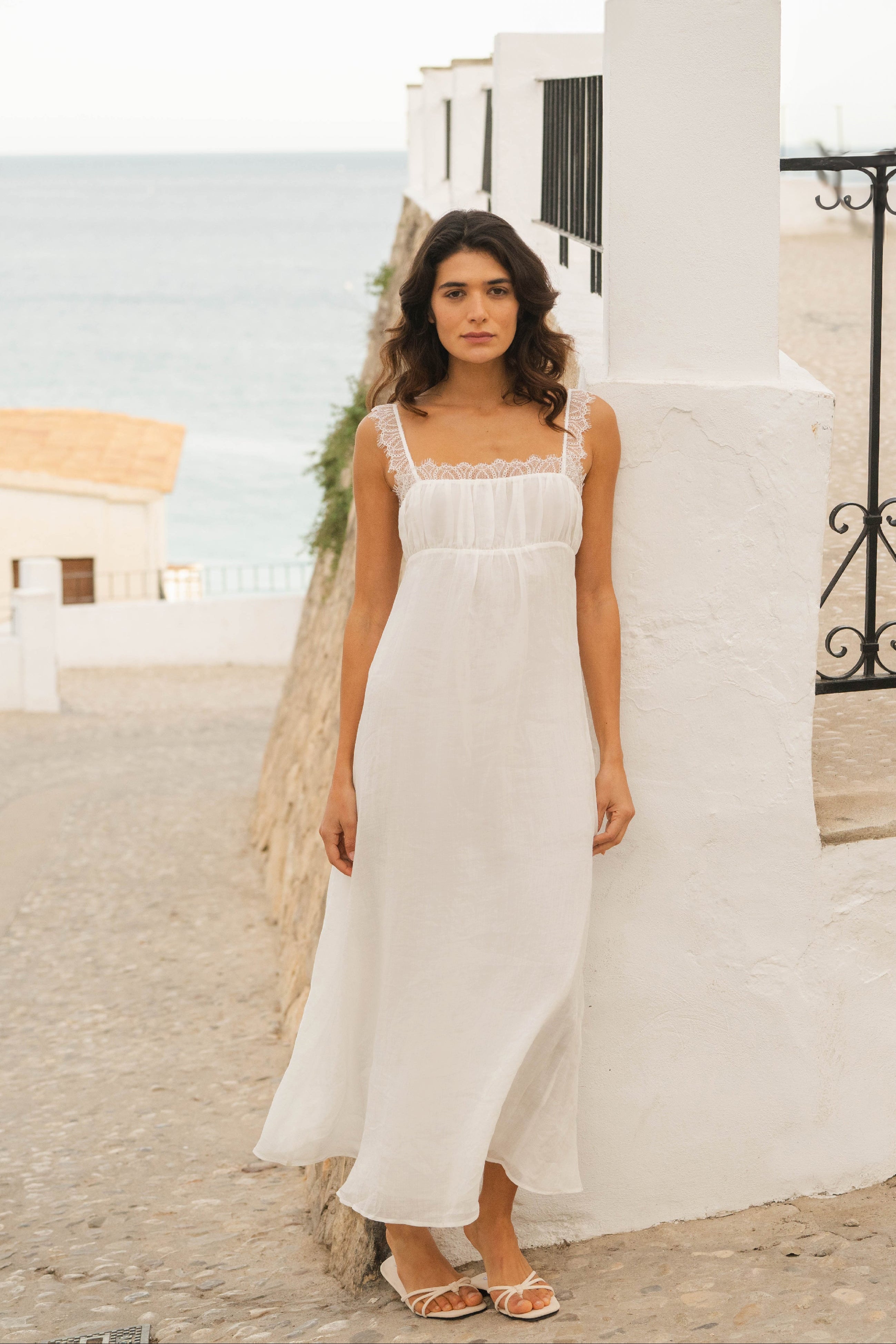 Aura Lace Trim Ramie Dress