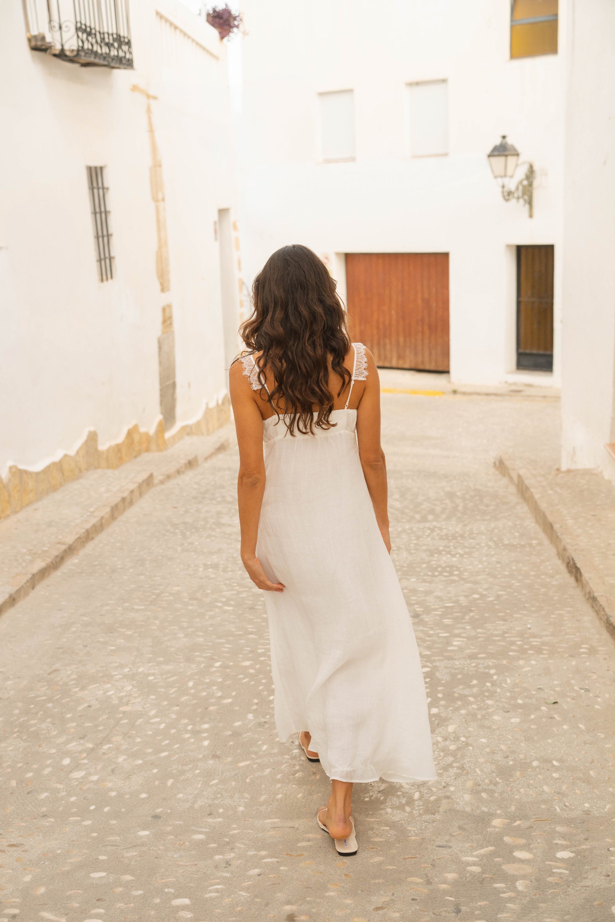 Aura Lace Trim Ramie Dress