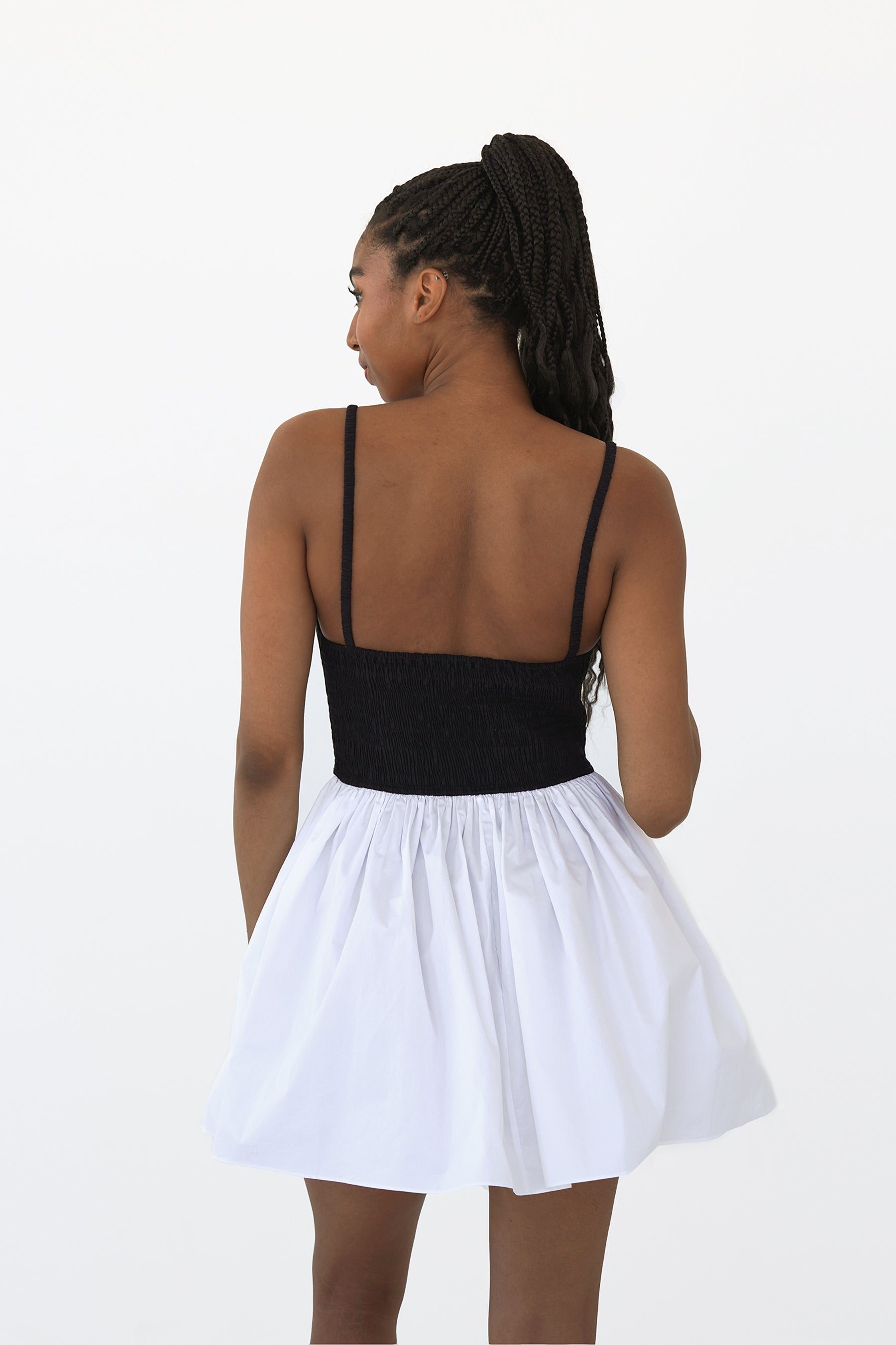 Bianca Smocked Ballerina Mini Dress in Mono
