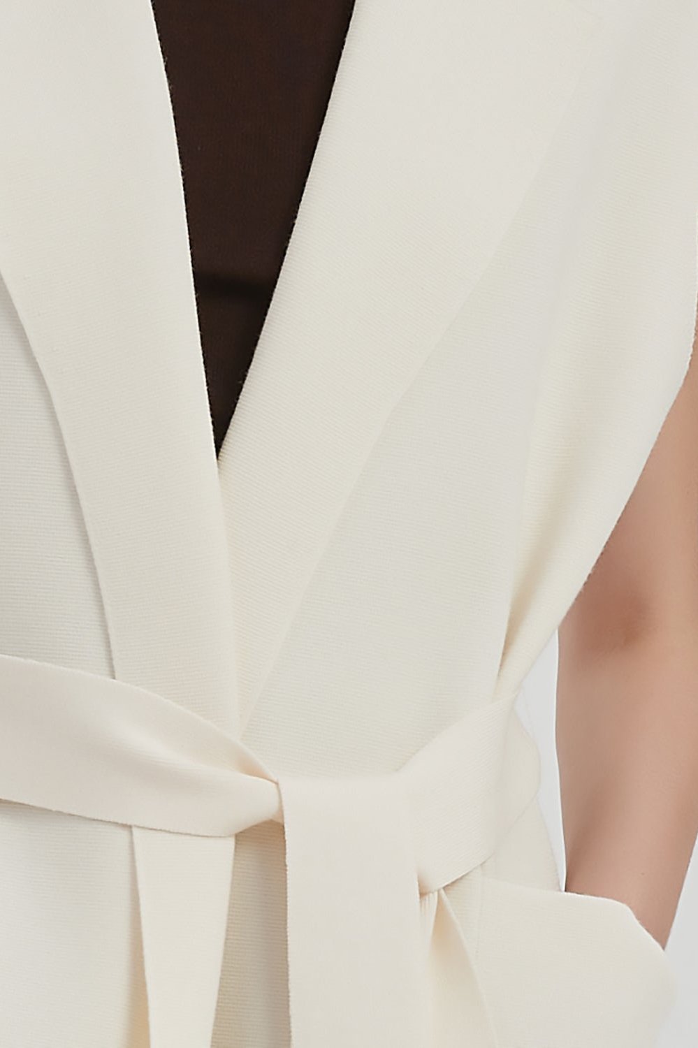 Marlee Merino Wool Long Cardigan Vest - White