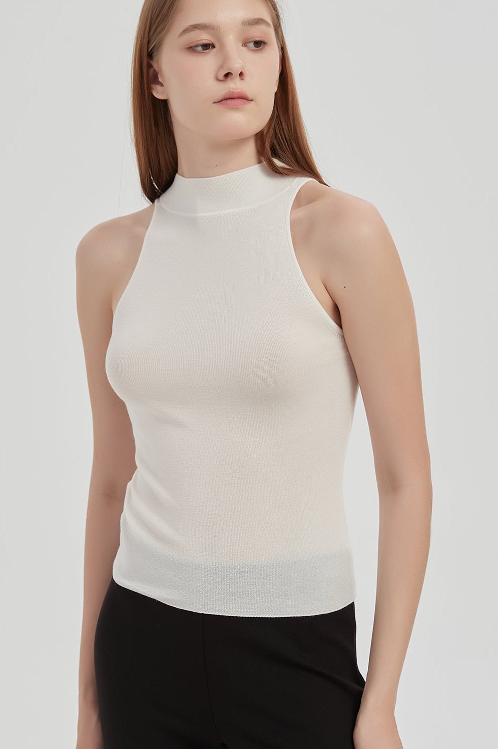May Halterneck Wool And Silk Knit Tank - White