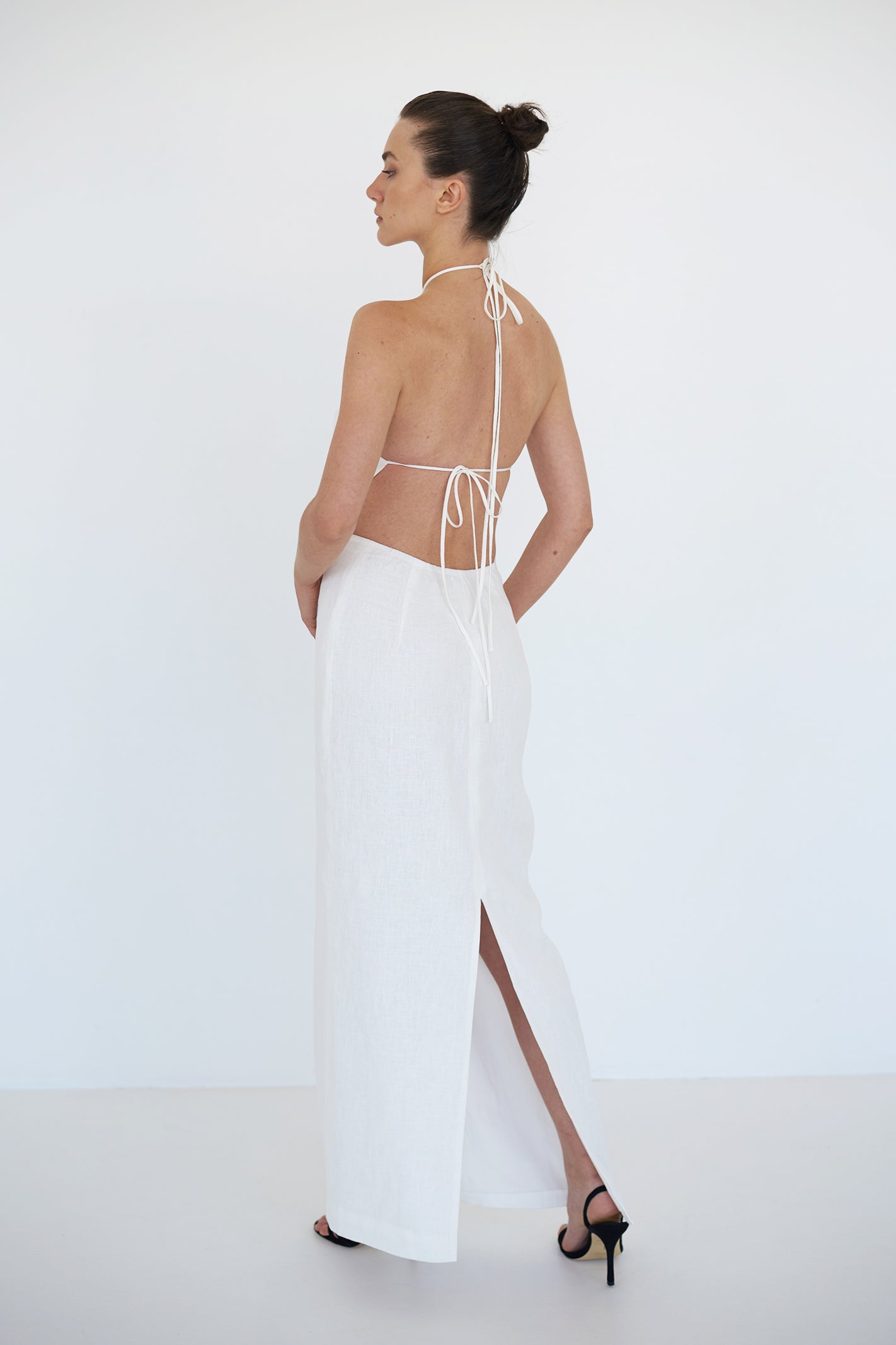 Anne Openback Linen Dress