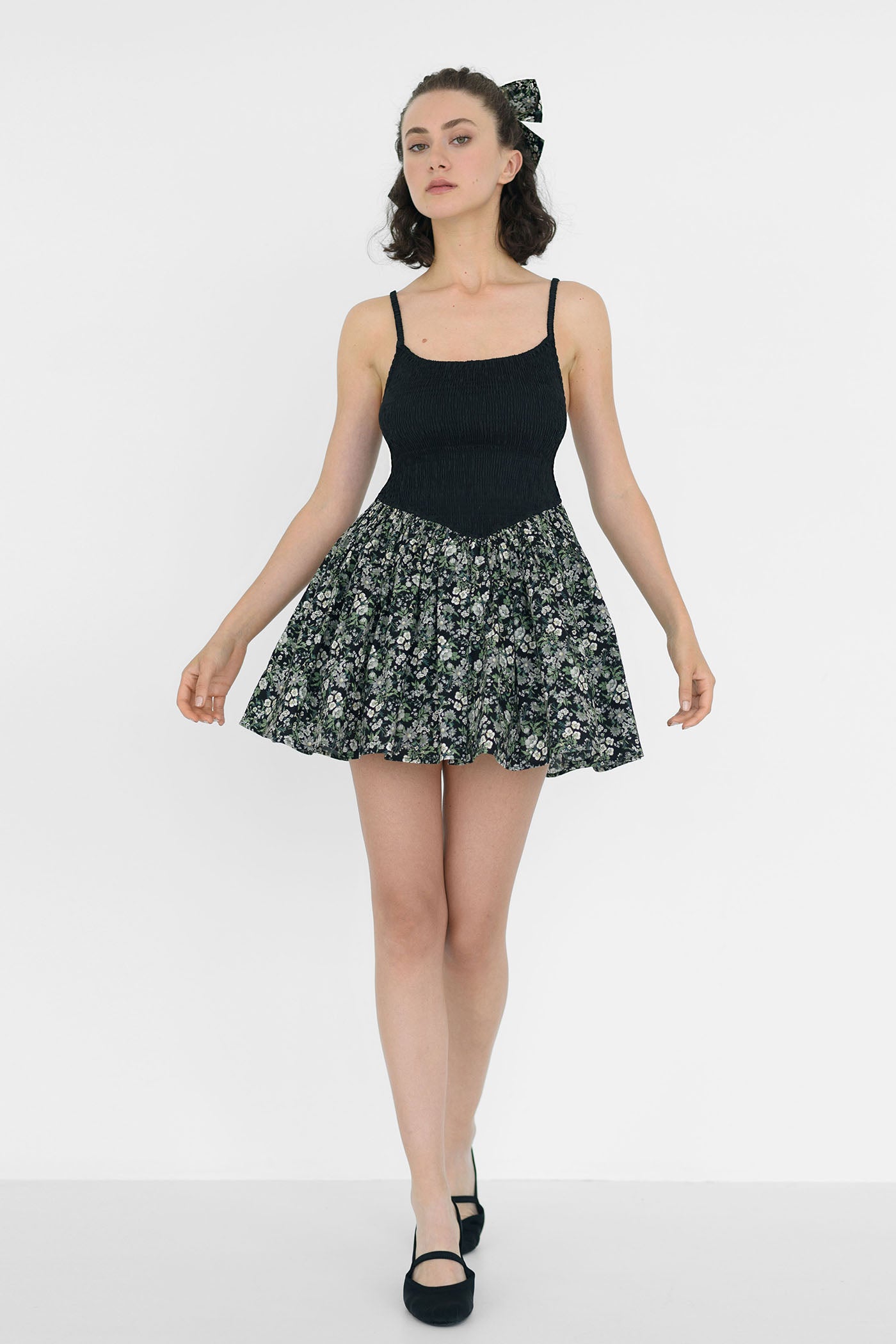 Bianca Smocked Ballerina Mini Dress - Floral