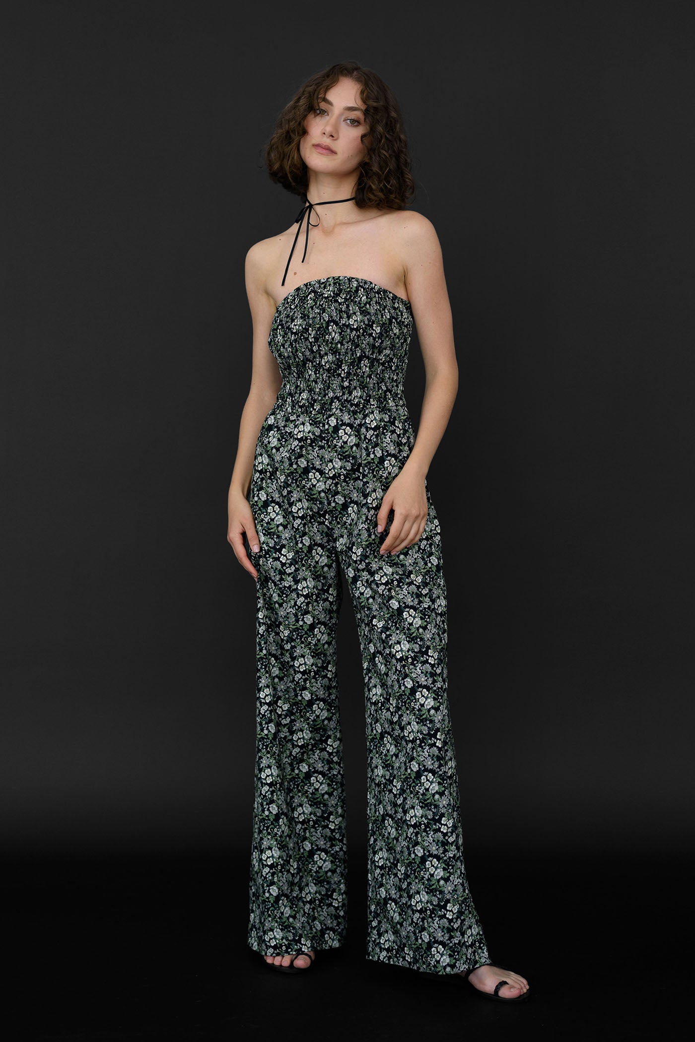 Kaylee Smocked Cotton Poplin Jumpsuit - Floral