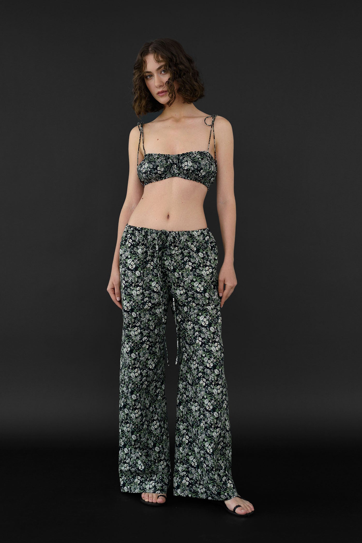 Nova Drawstring Cotton Pant In Floral