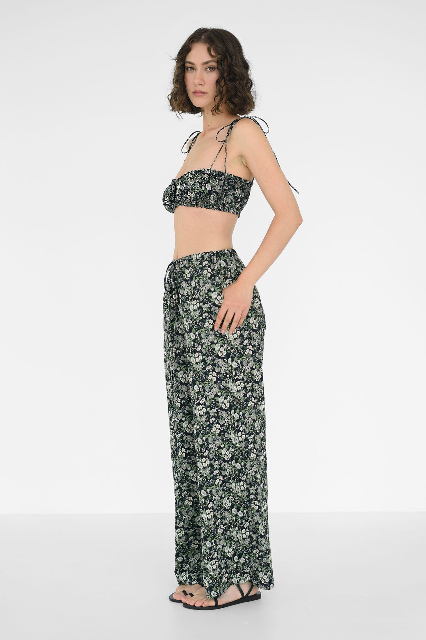 Nova Drawstring Cotton Pant In Floral