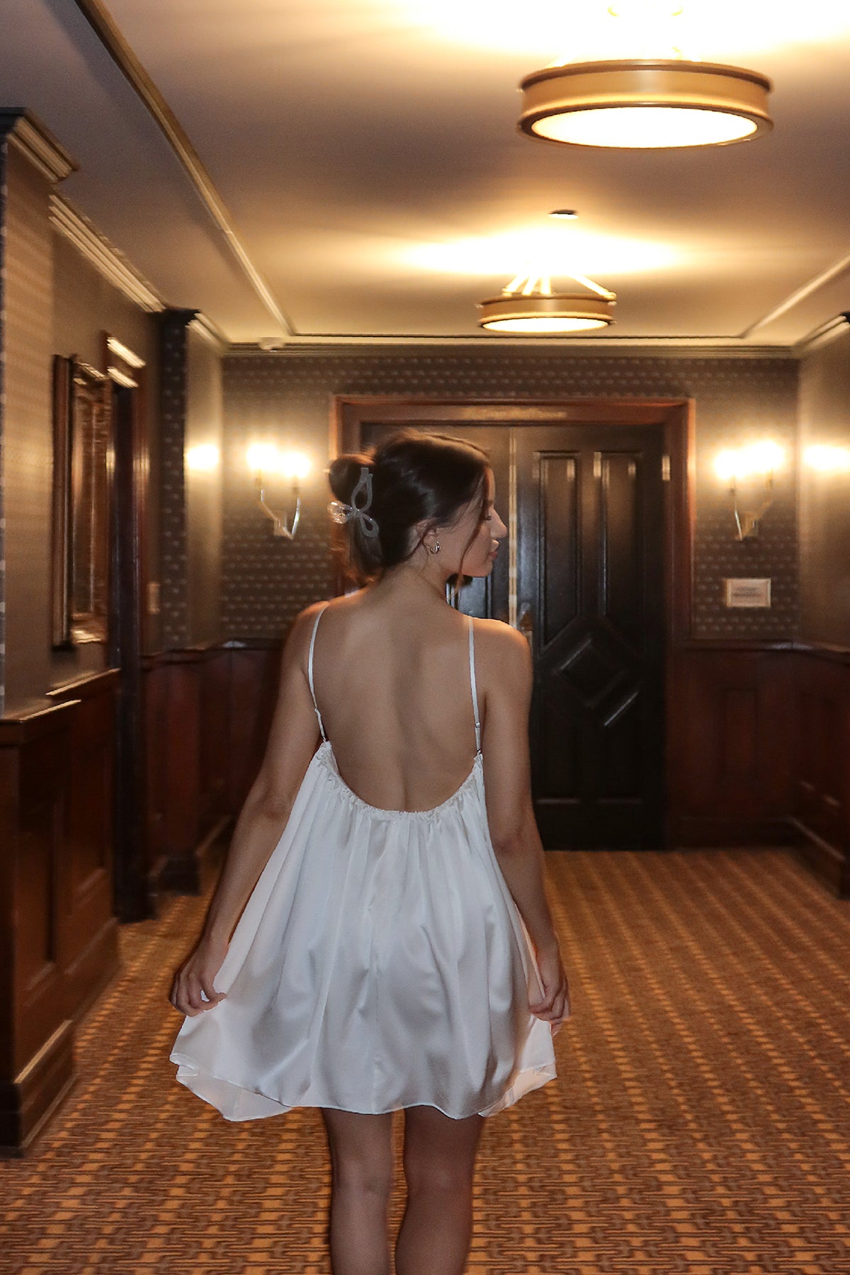 Lily Rosette Silk Mini Dress - White