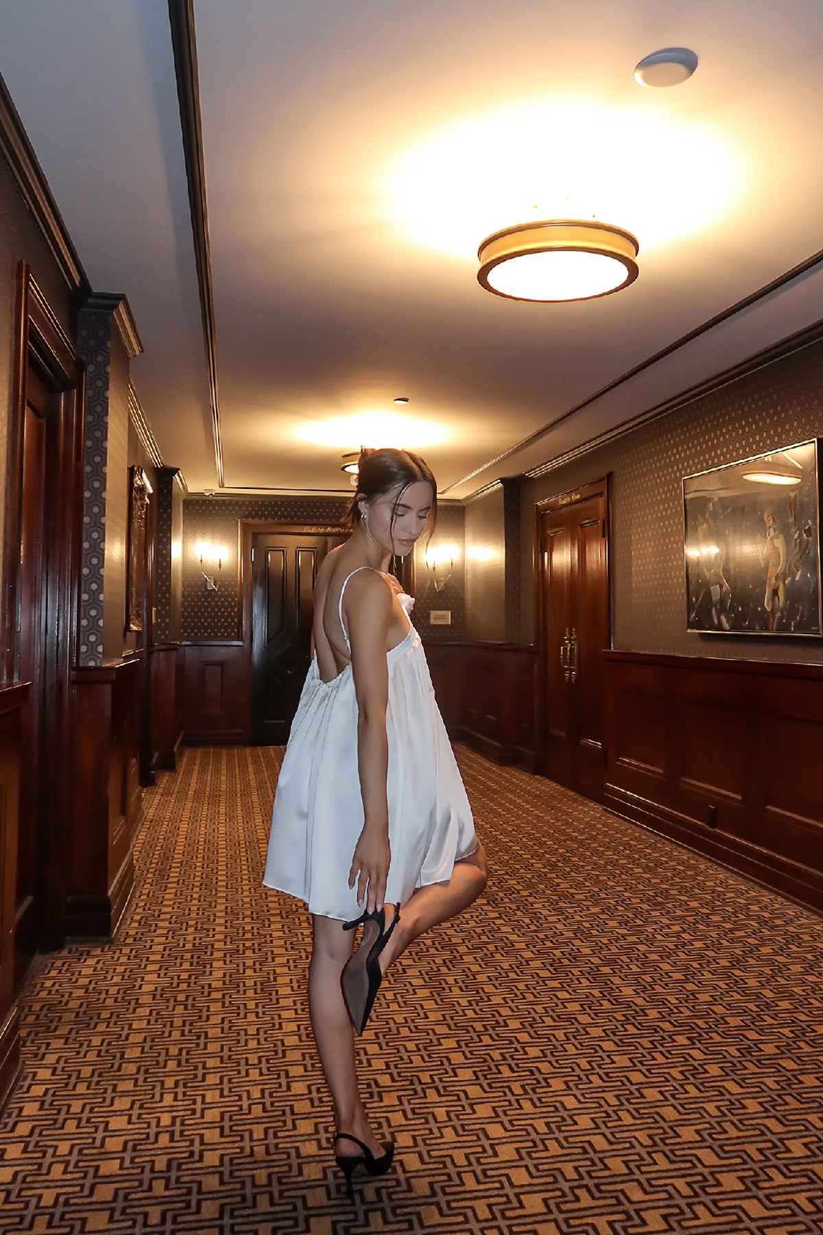 Lily Rosette Silk Mini Dress - White