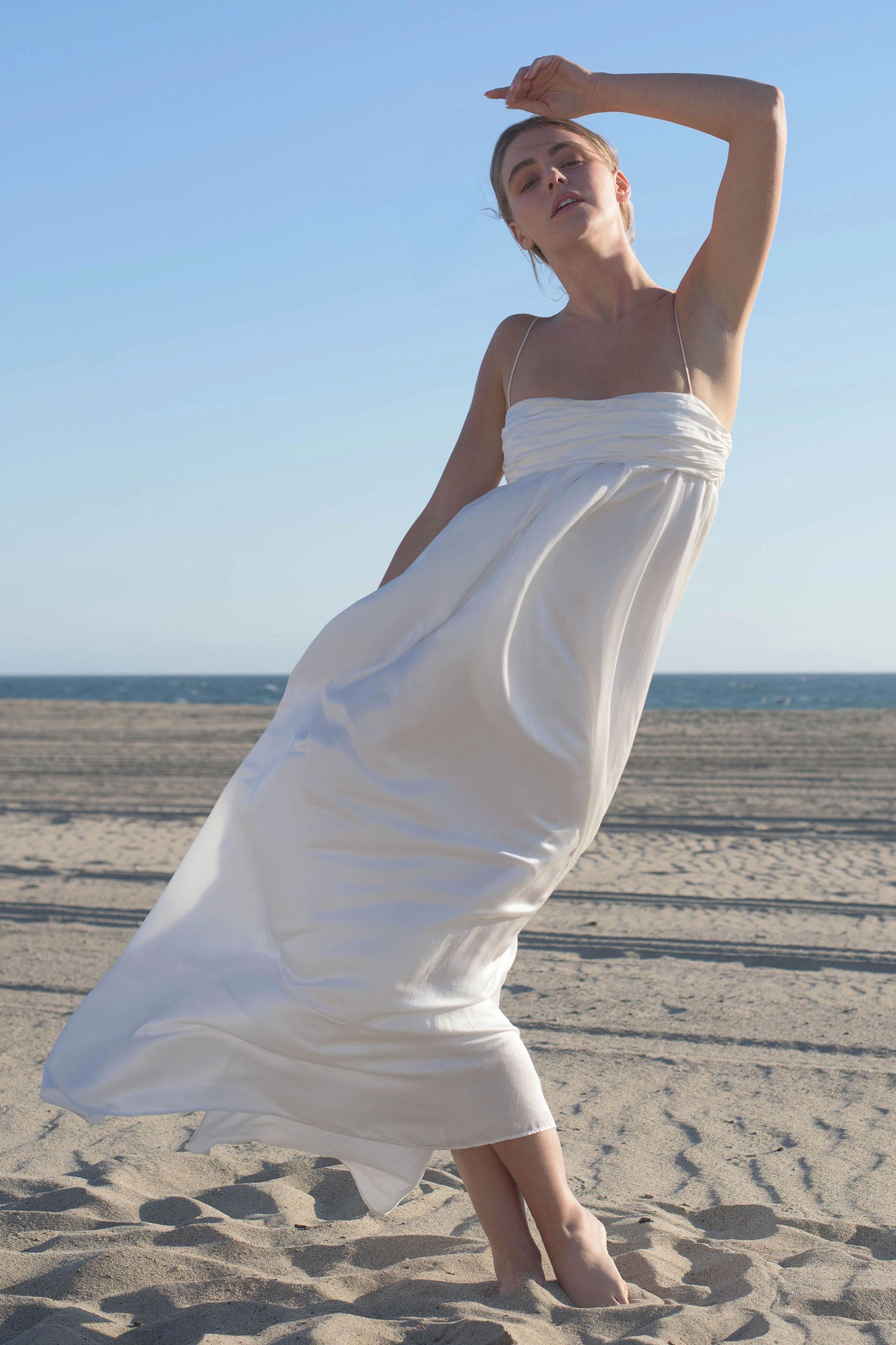 Isabelle Cotton Silk Maxi Dress - White