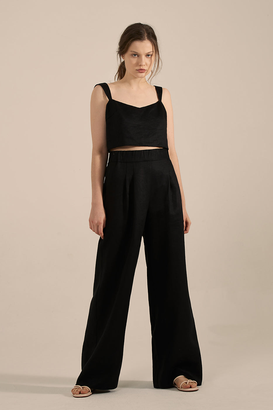 Mia French Linen Twill Crop Top