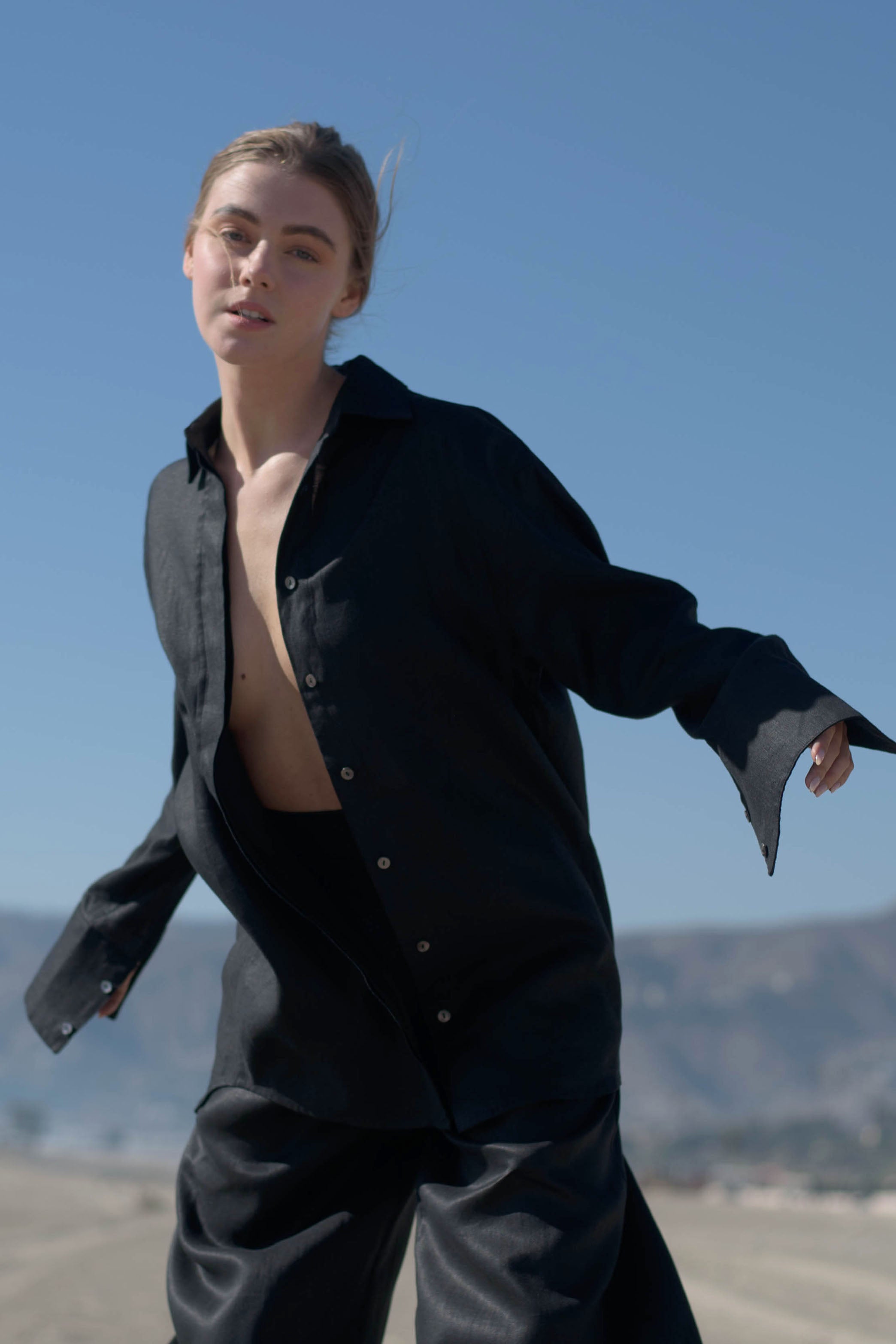 Mia Linen Twill Oversized Shirt