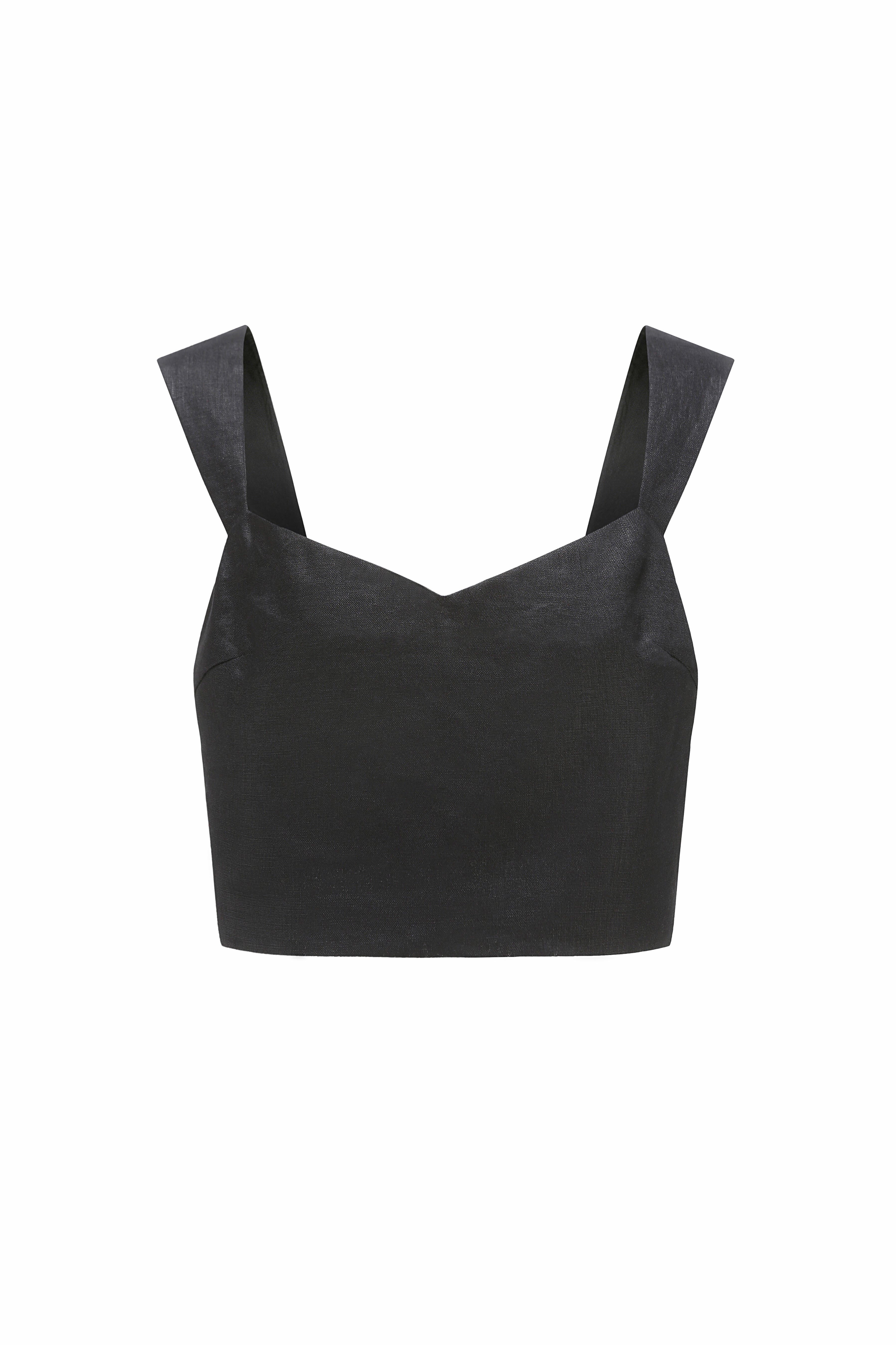 Mia French Linen Twill Crop Top