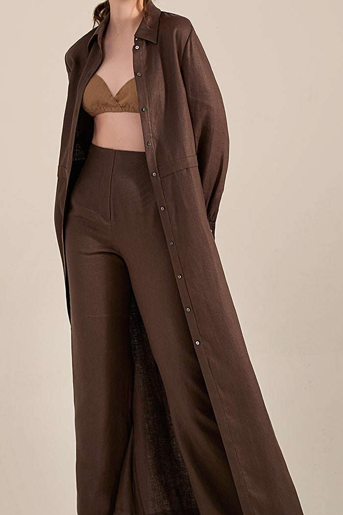 The Herringbone Linen Shirt Dress