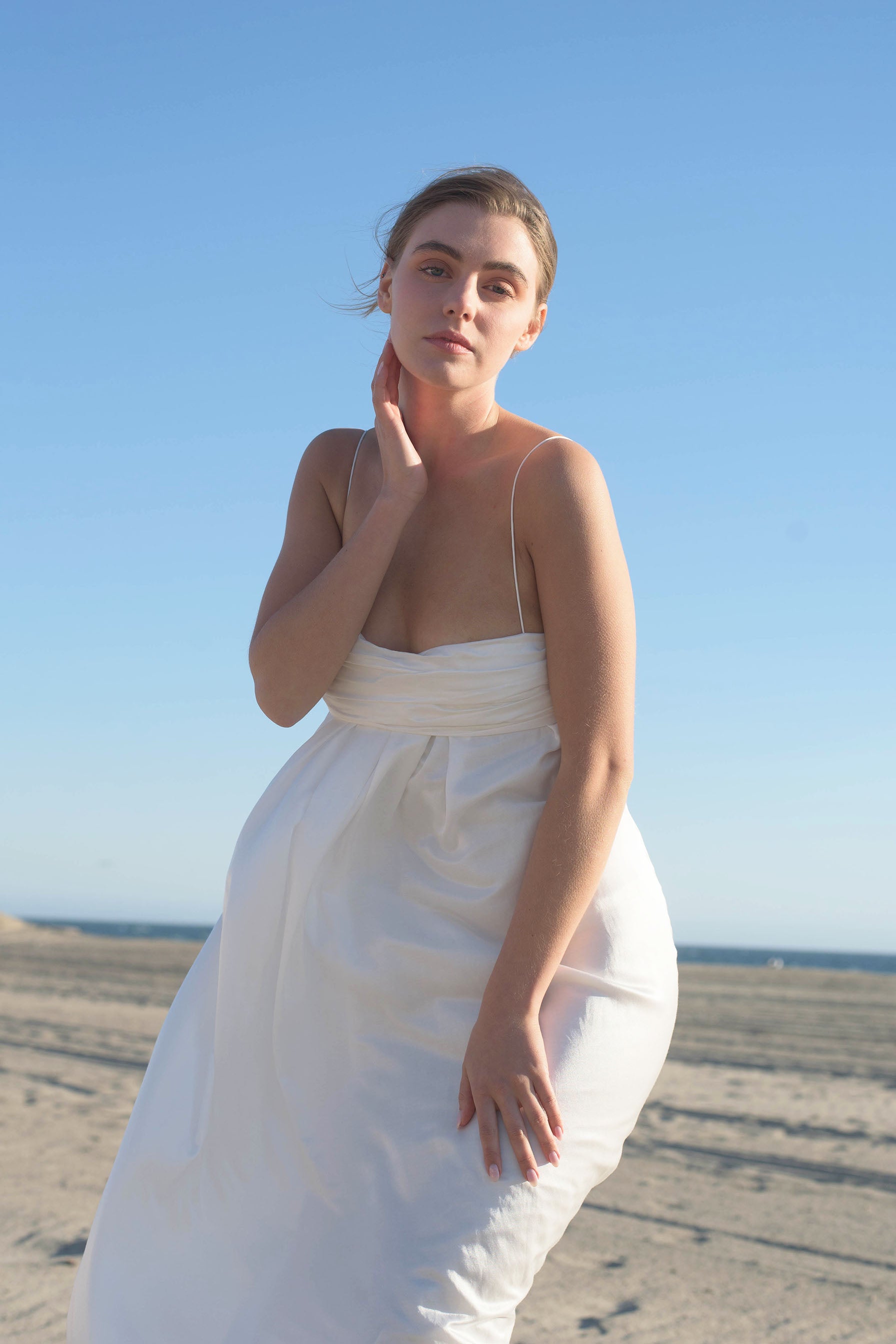 Isabelle Cotton Silk Maxi Dress - White