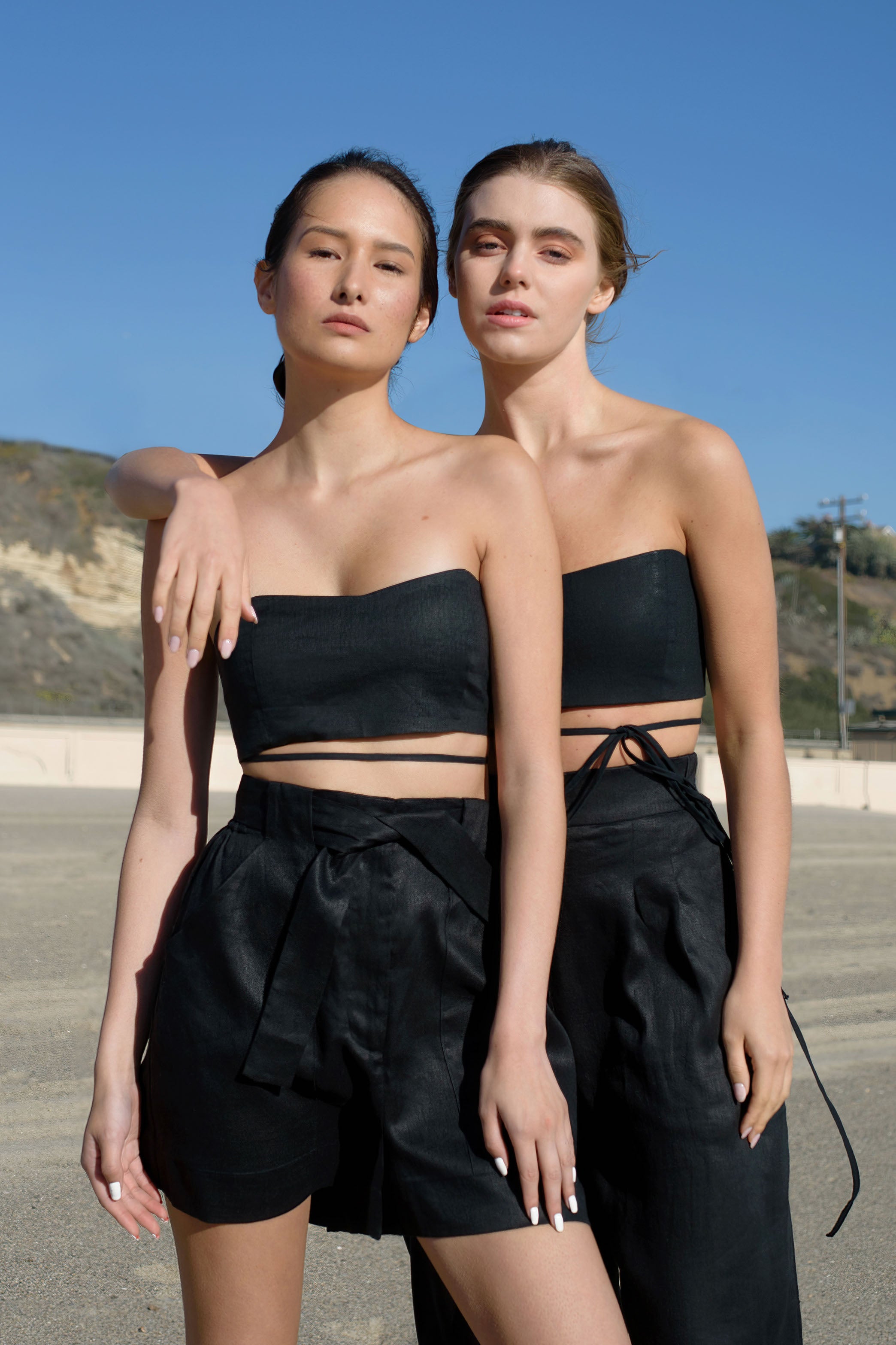 Kamil Linen Lace-up Bandeau