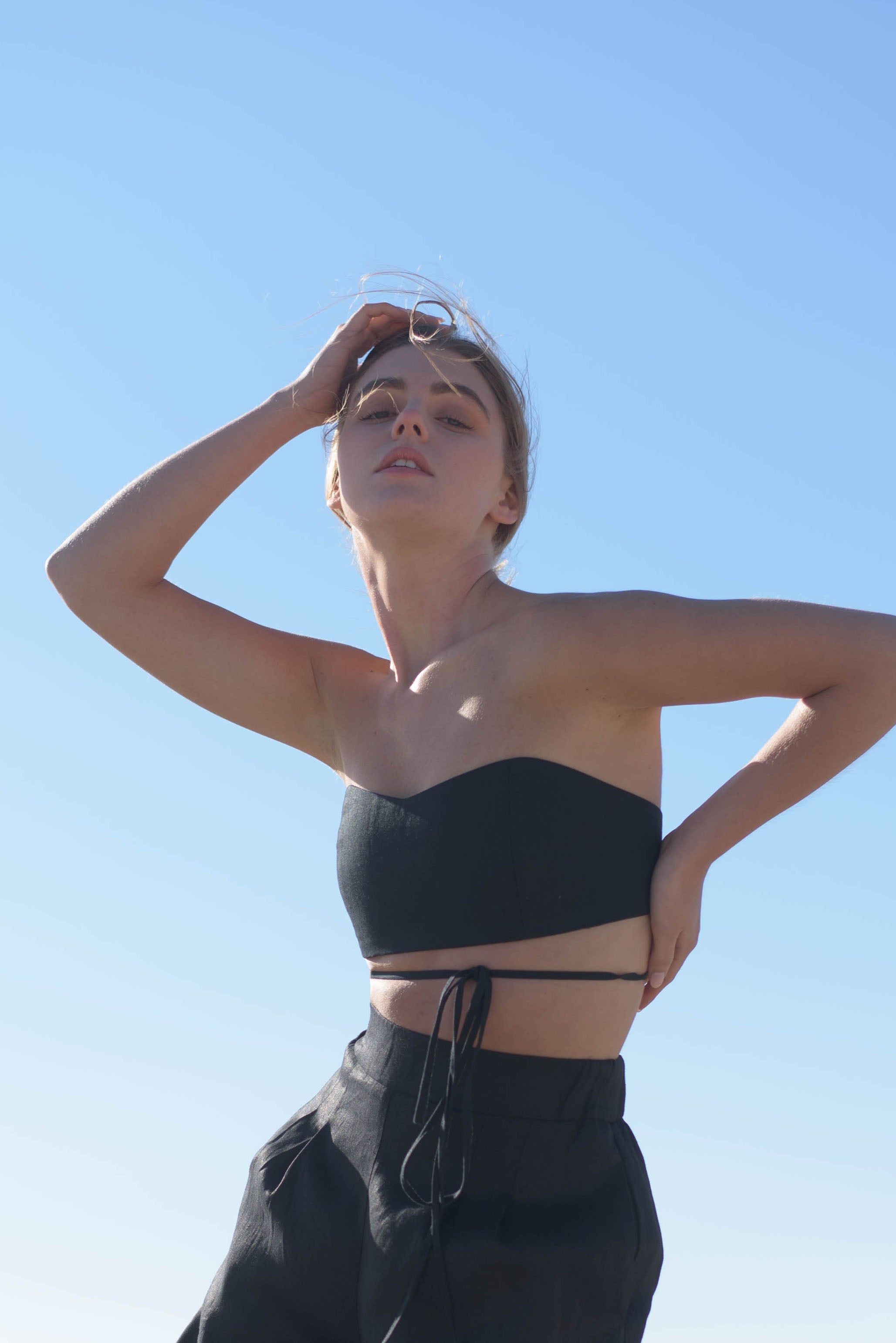 Kamil Linen Lace-up Bandeau