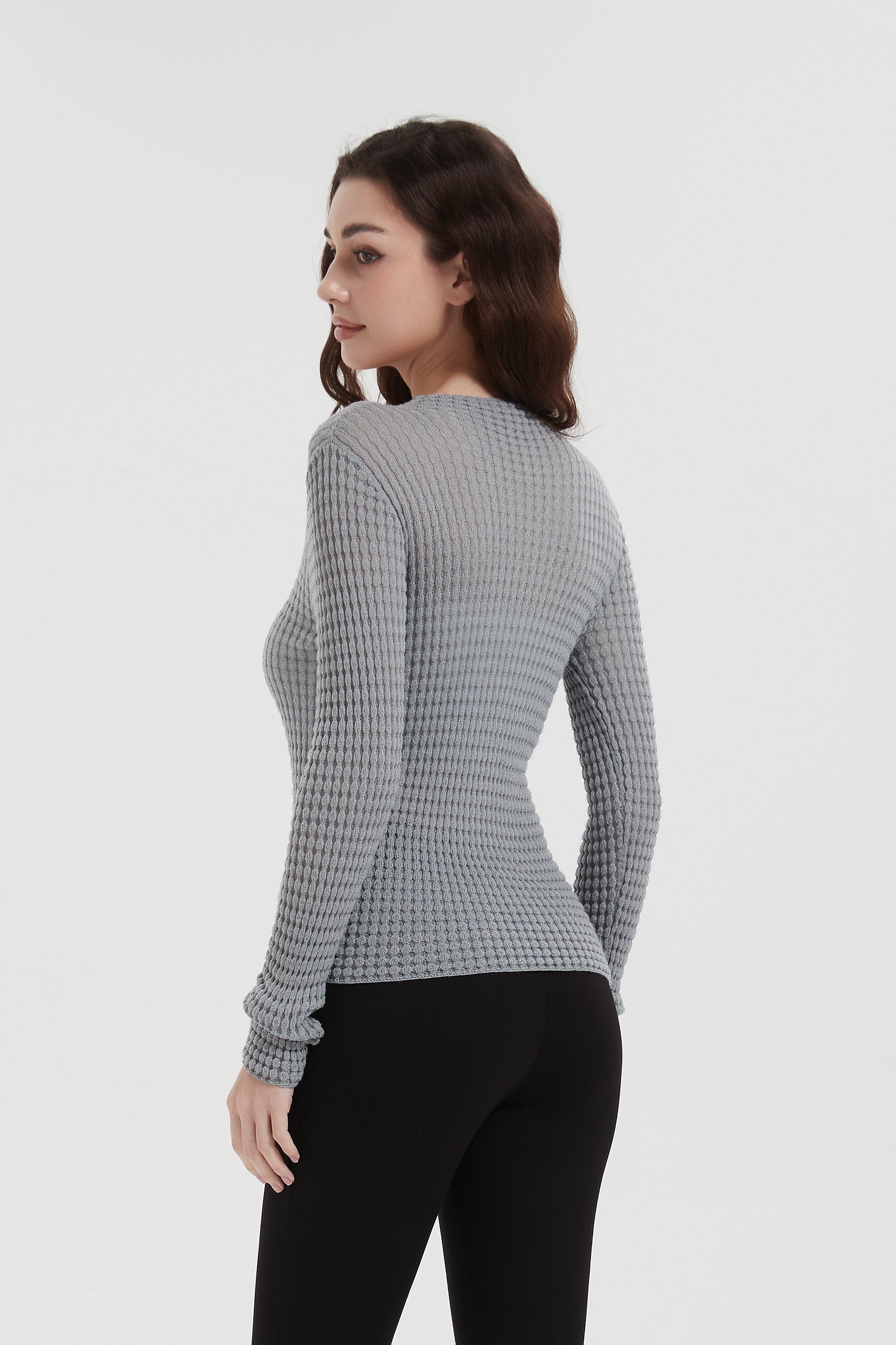 Auden Merino Wool Mock Neck Top - Grey