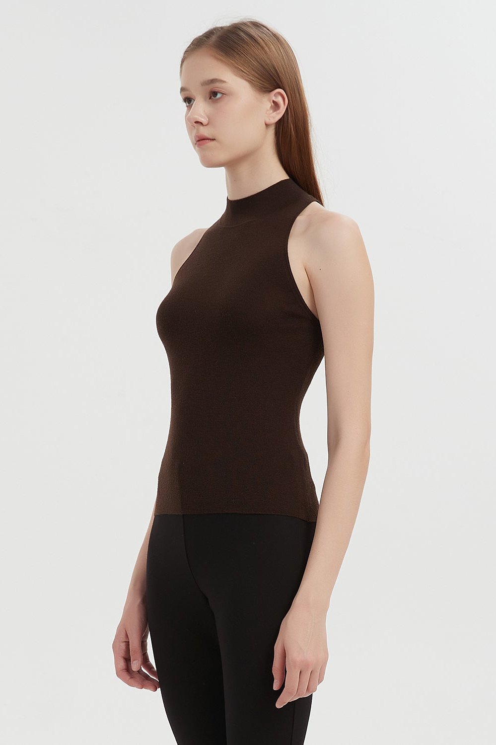 May Halterneck Wool And Silk Knit Tank - Brown