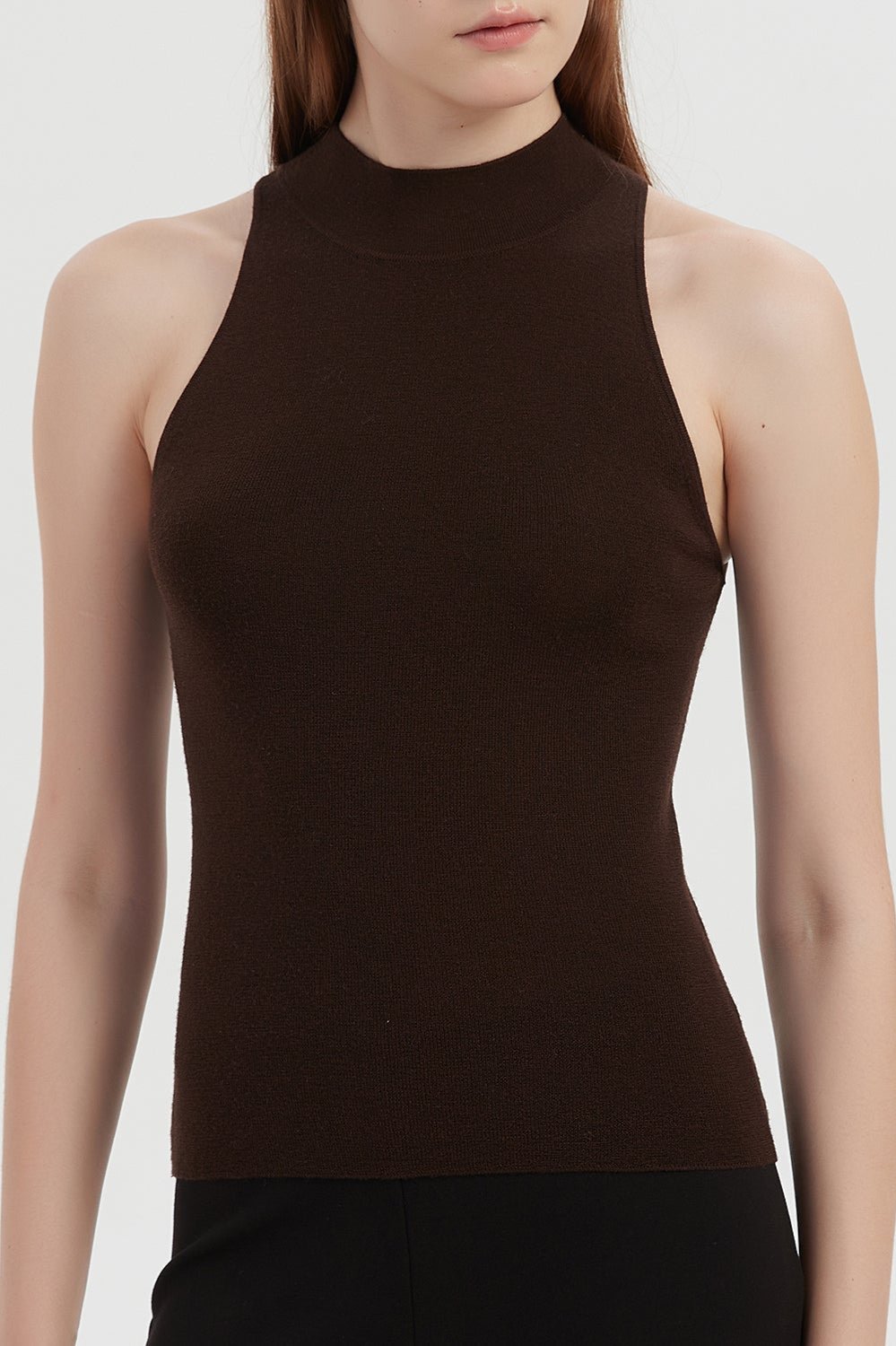 May Halterneck Wool And Silk Knit Tank - Brown