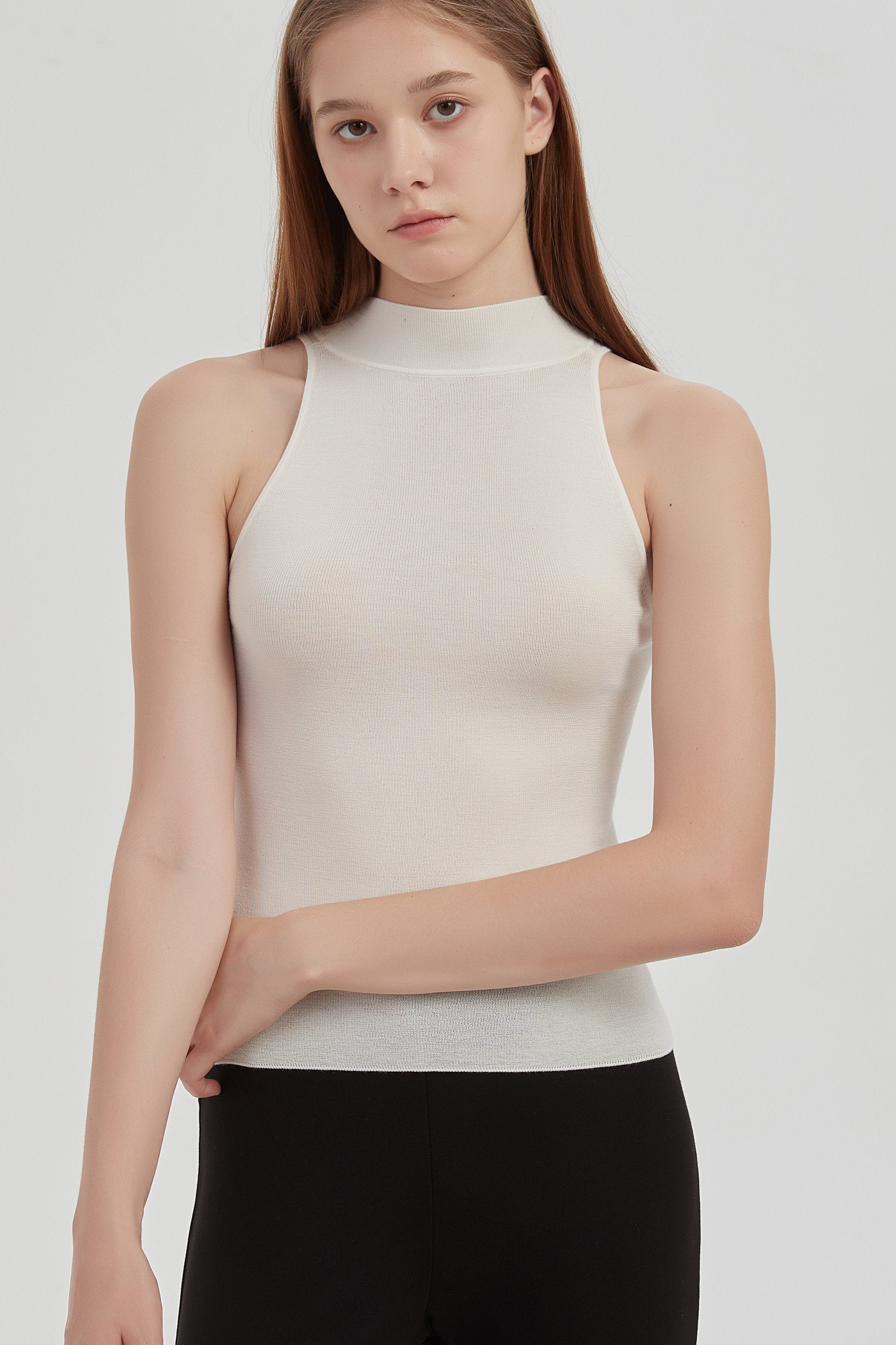 May Halterneck Wool And Silk Knit Tank - White