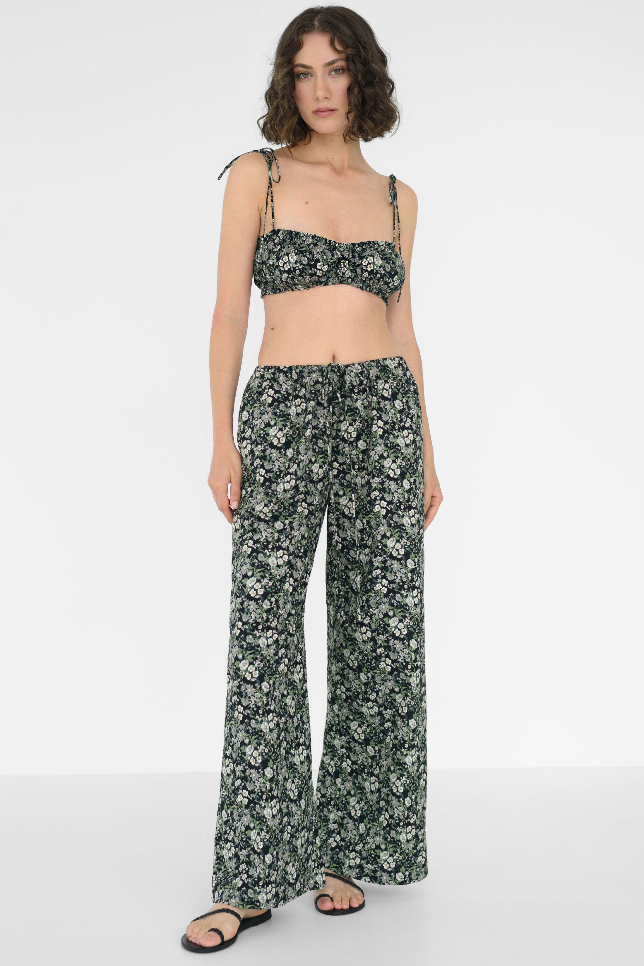 Nova Drawstring Cotton Pant In Floral