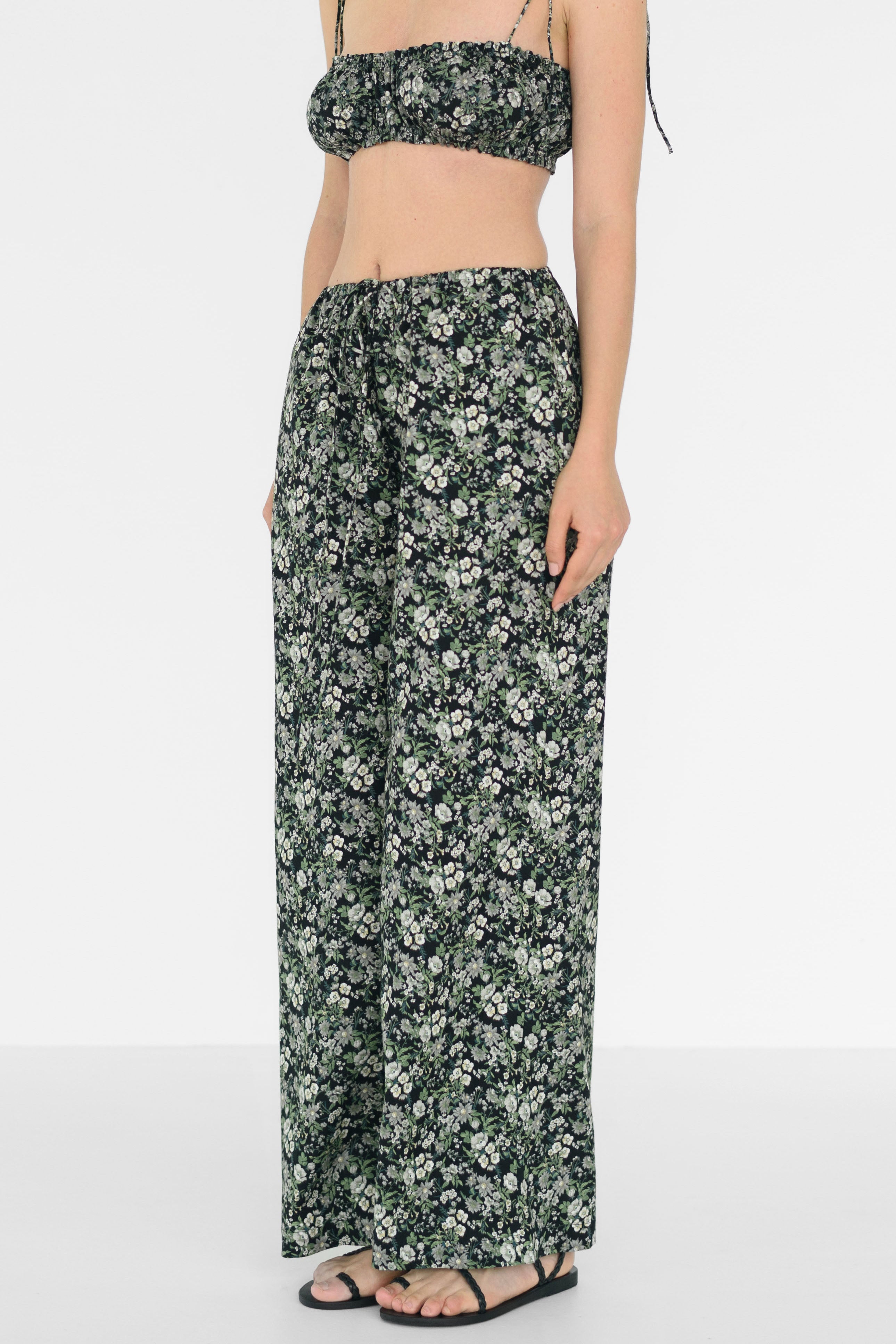 Nova Drawstring Cotton Pant In Floral