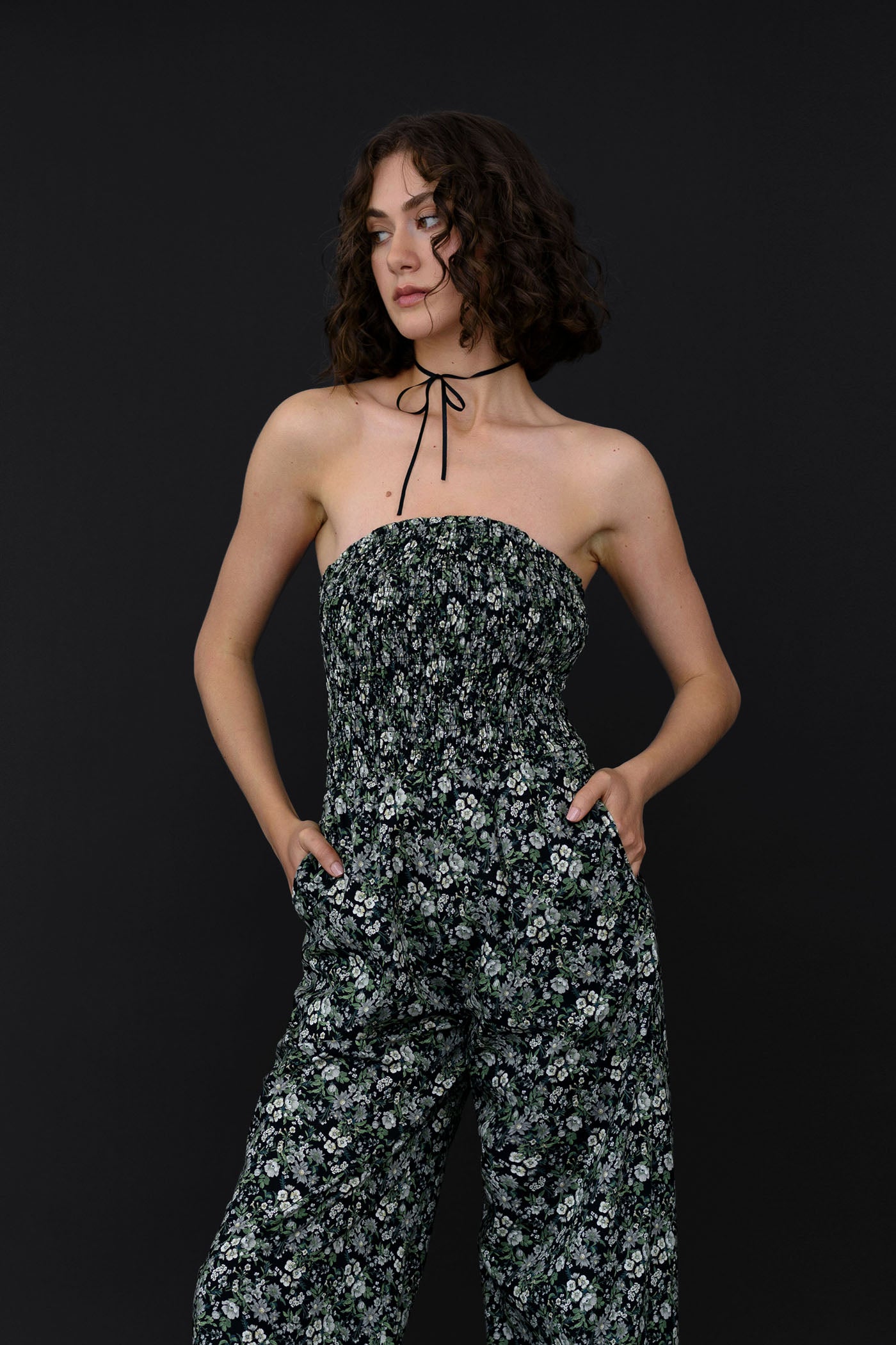 Kaylee Smocked Cotton Poplin Jumpsuit - Floral