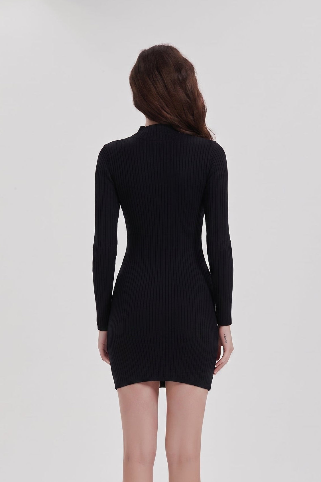 Jess Merino Wool Cut Out Mini Dress In Black