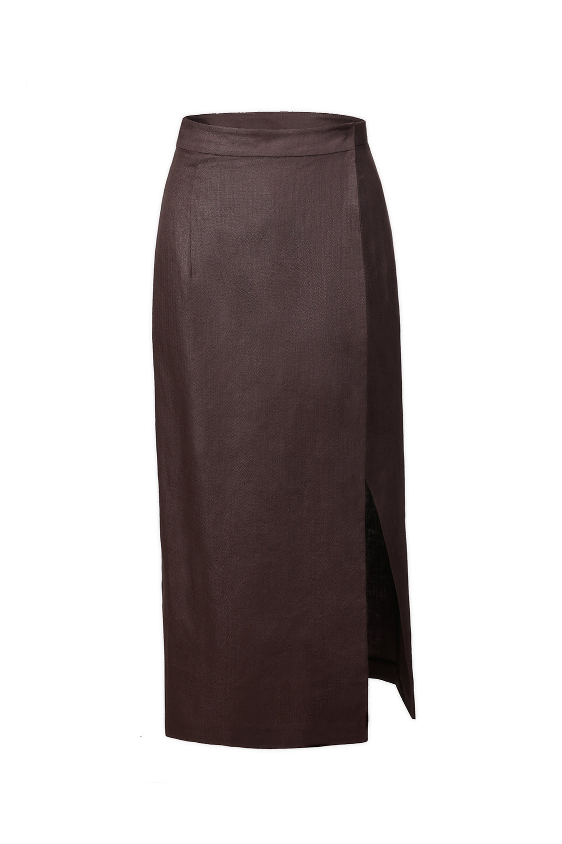 The Herringbone Linen Midi Skirt