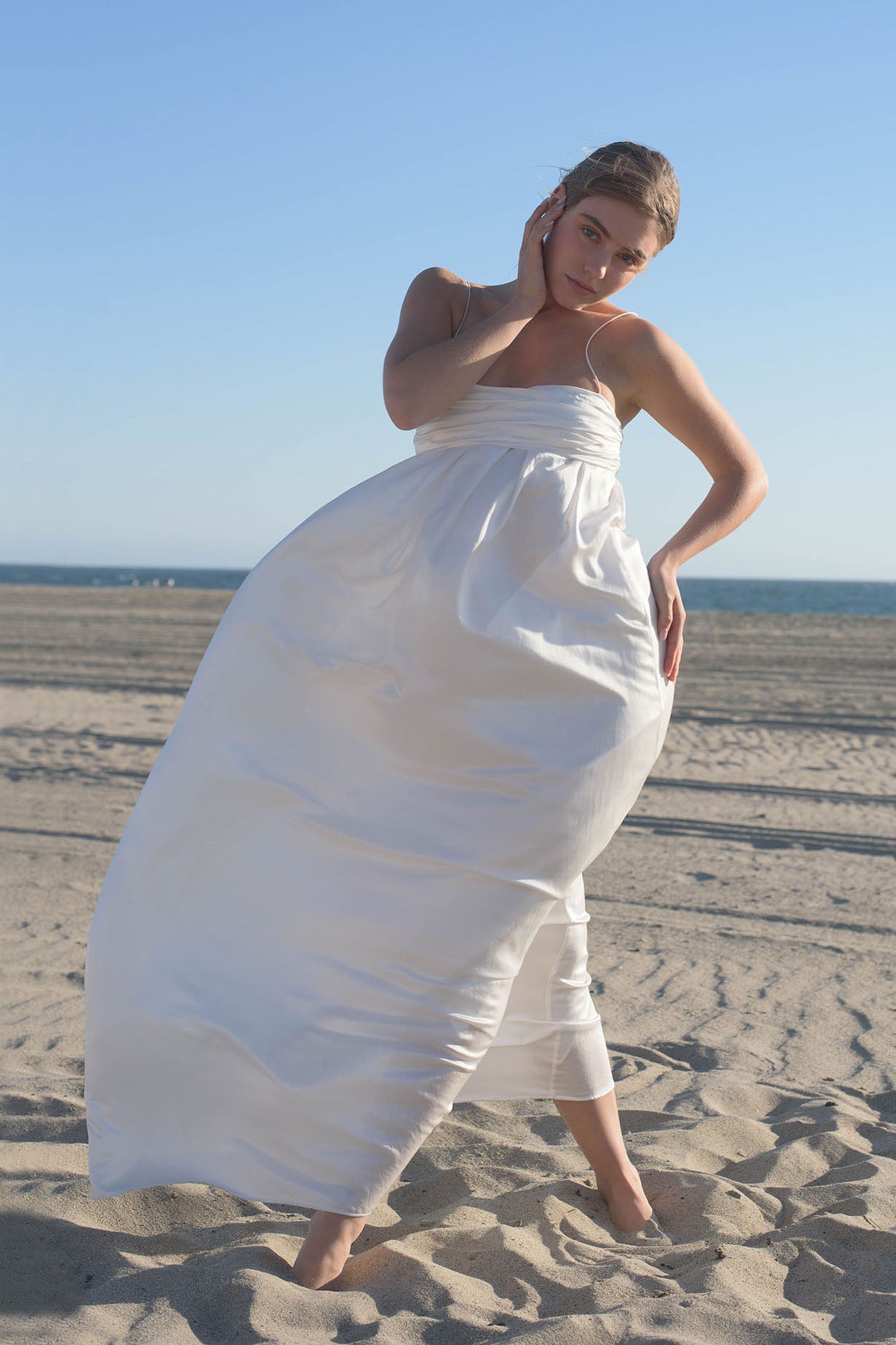 Isabelle Cotton Silk Maxi Dress - White